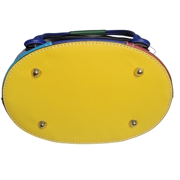 Silvano Borgatti Leather Color Block Handbag NWT - Picture 6 of 14